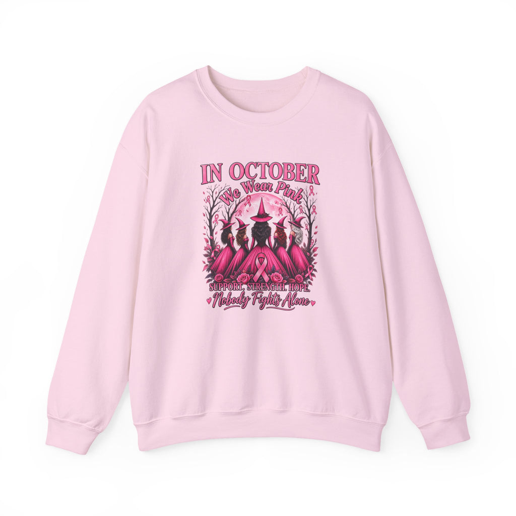 Breast Cancer Awareness Sweatshirt – In October We Wear Pink Witches Crewneck