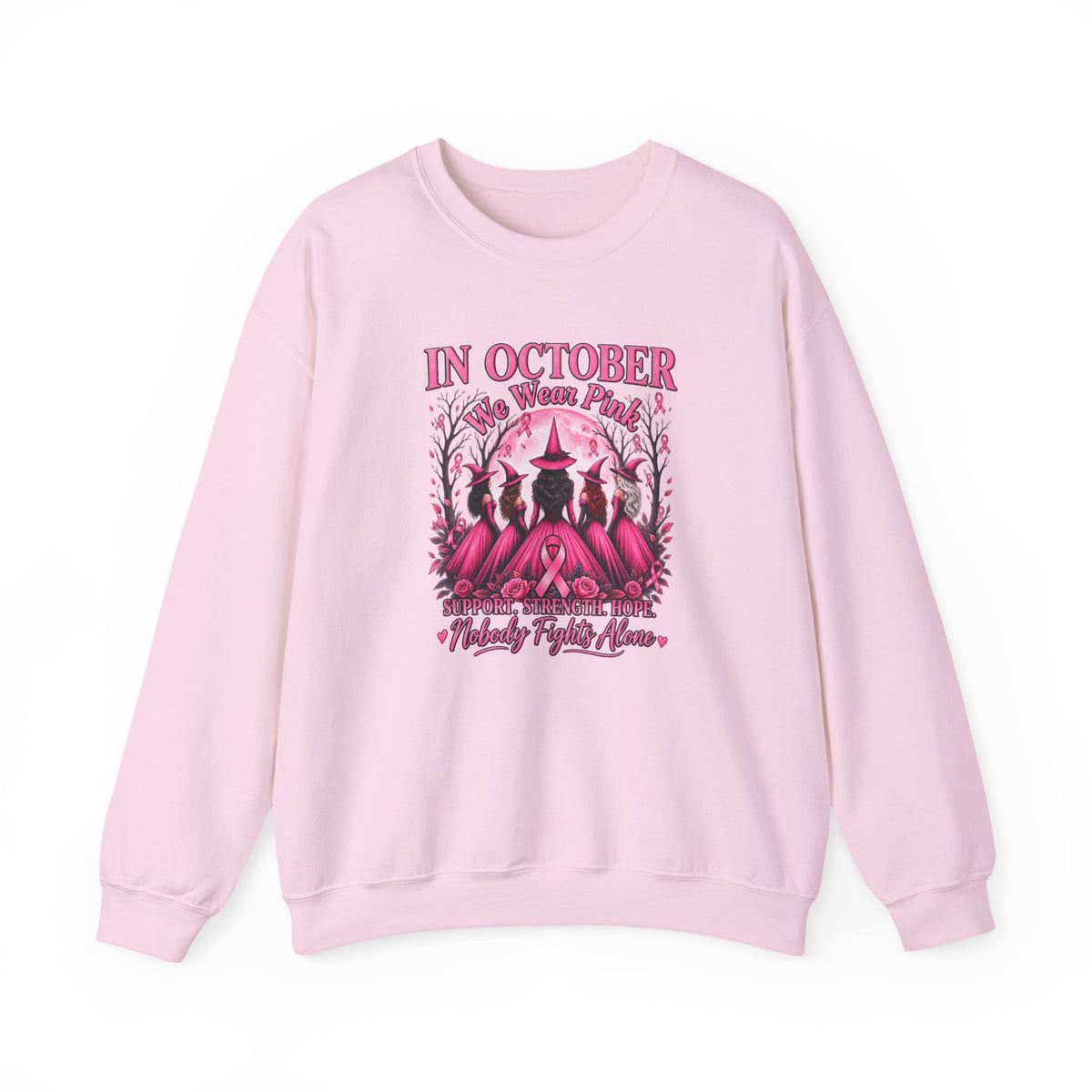 Breast Cancer Awareness Sweatshirt – In October We Wear Pink Witches Crewneck