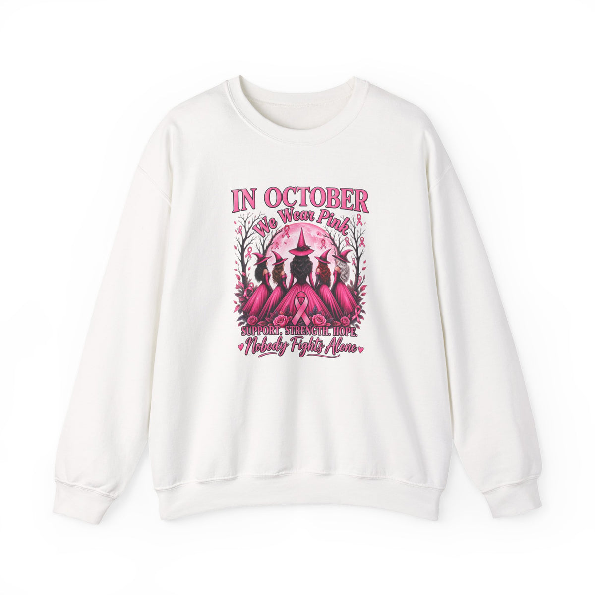 Breast Cancer Awareness Sweatshirt – In October We Wear Pink Witches Crewneck