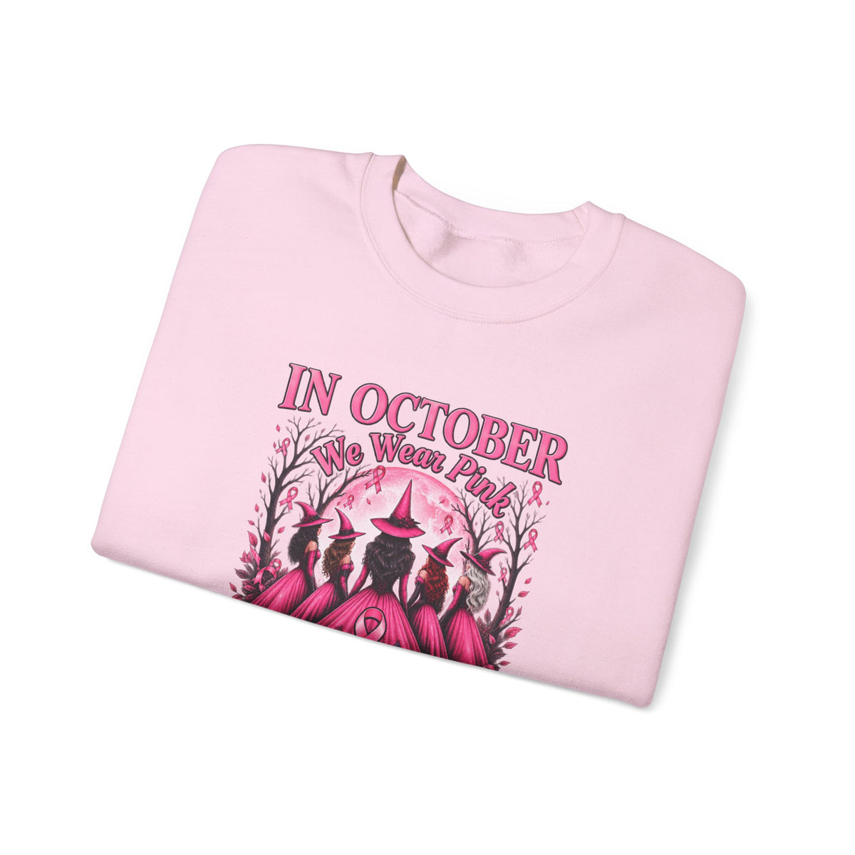 Breast Cancer Awareness Sweatshirt – In October We Wear Pink Witches Crewneck