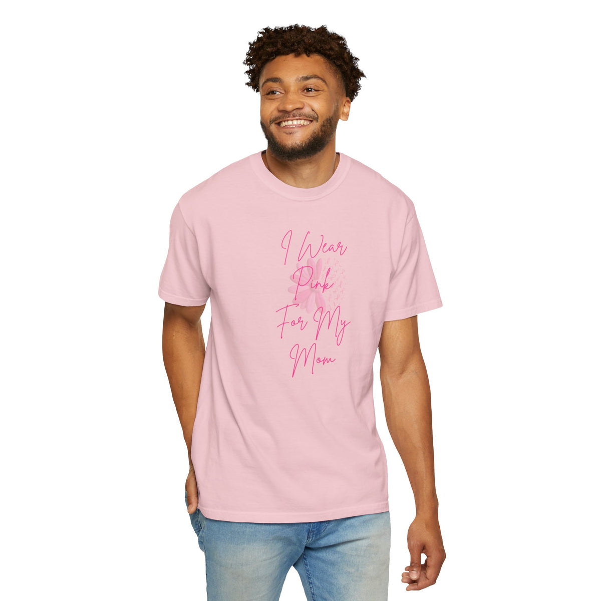 Personalized I Wear Pink For My Shirt | Breast Cancer Awareness T-Shirt | Custom Mom, Nana, Sister, Aunt or Name Pink Ribbon Tee