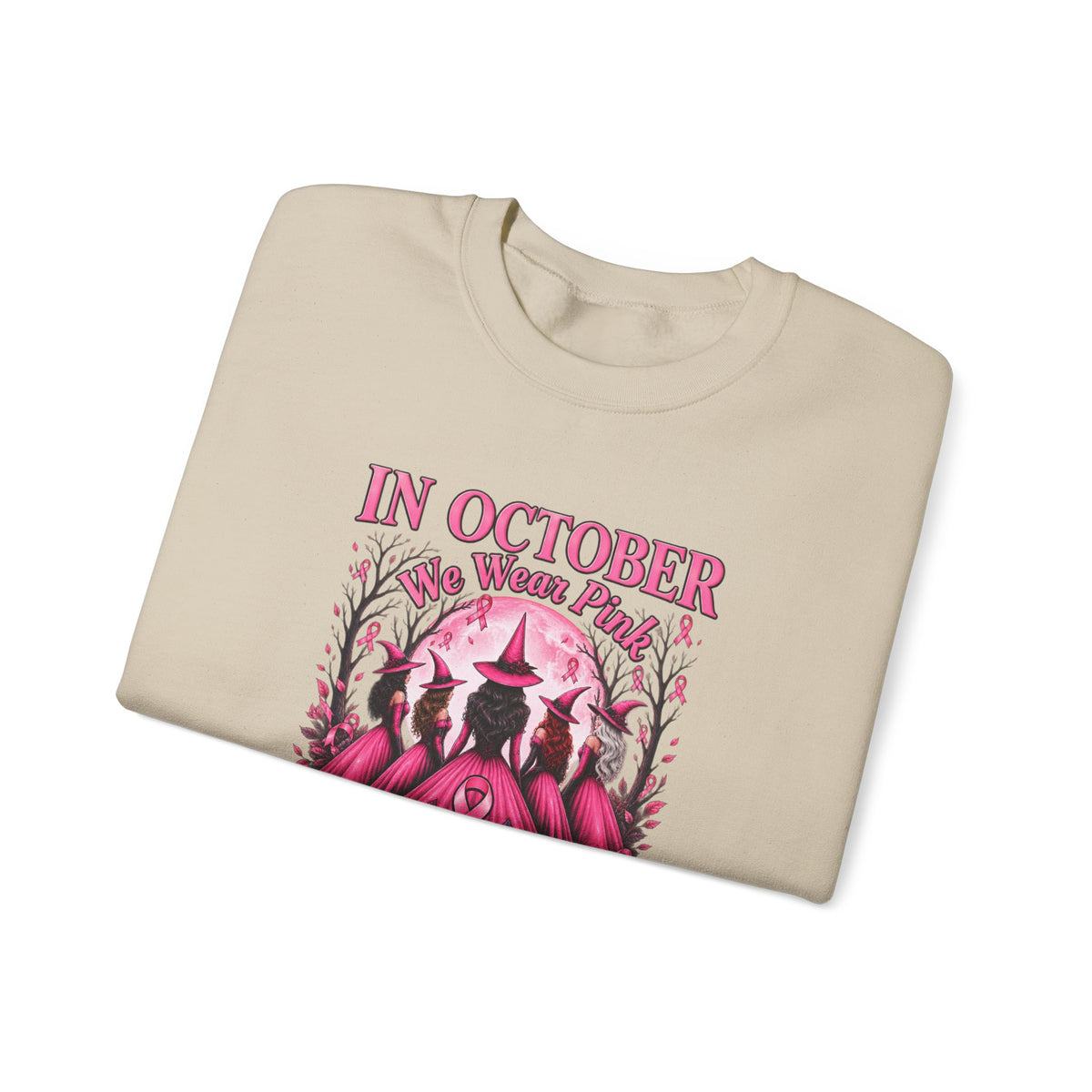 Breast Cancer Awareness Sweatshirt – In October We Wear Pink Witches Crewneck