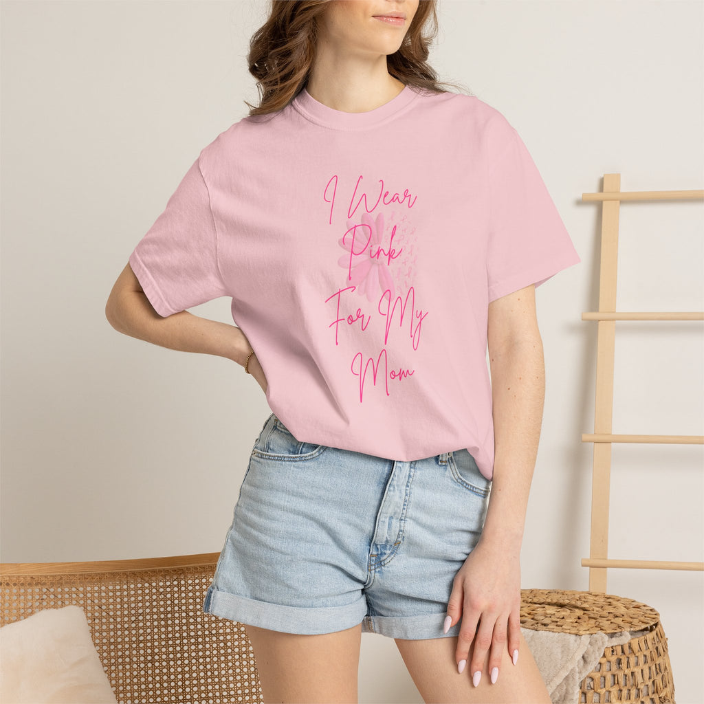 Personalized I Wear Pink For My Shirt | Breast Cancer Awareness T-Shirt | Custom Mom, Nana, Sister, Aunt or Name Pink Ribbon Tee
