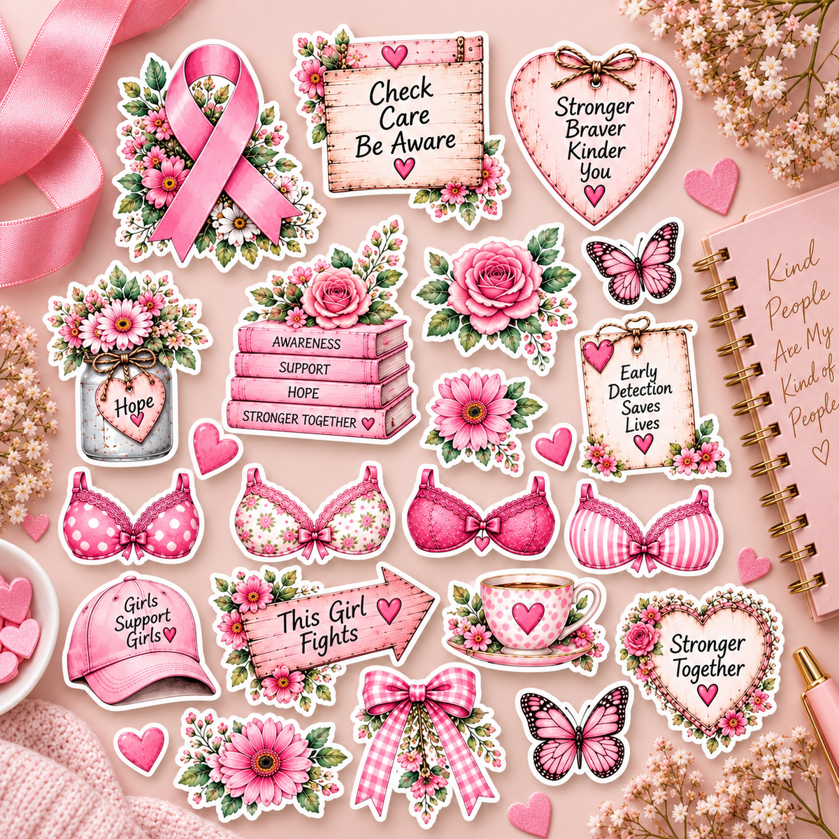 Pink Breast Cancer Awareness Sticker Sheet – 5x7