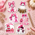 Breast Cancer Awareness Halloween Sticker Sheet – Pink Boo Ghost 6-Pack Vinyl Stickers
