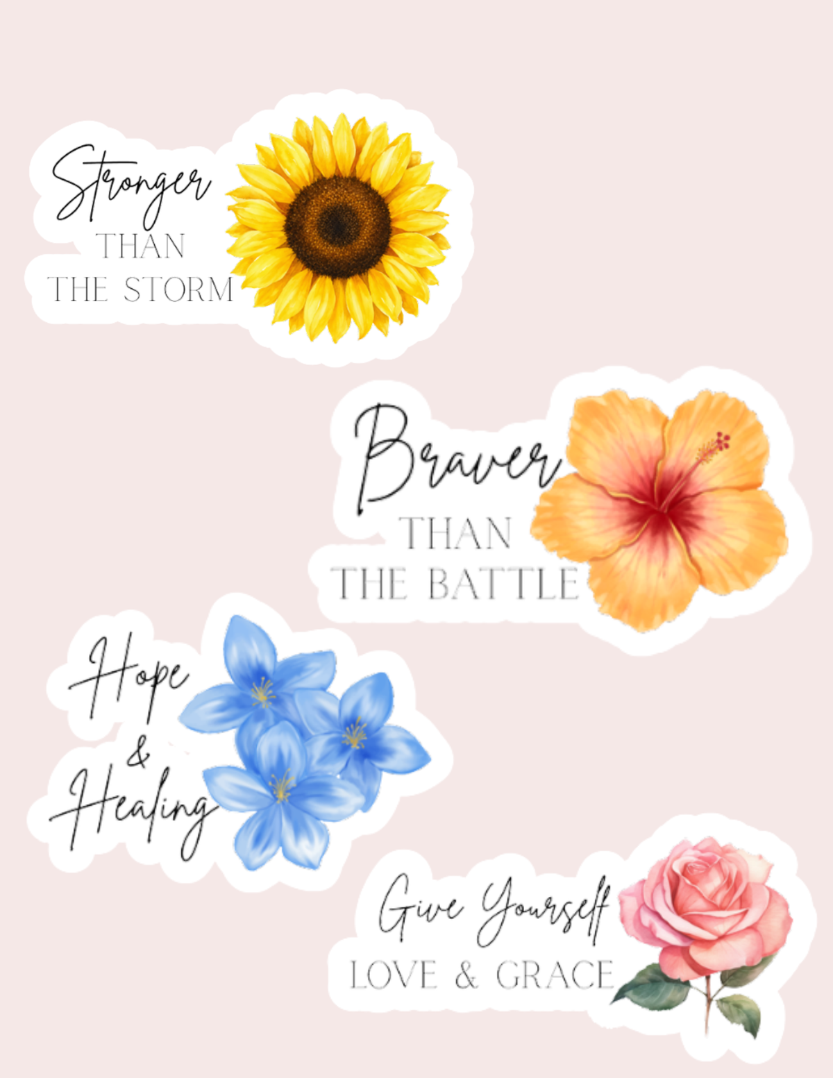 Positive Affirmation Sticker Sheet – Breast Cancer Awareness Vinyl Stickers